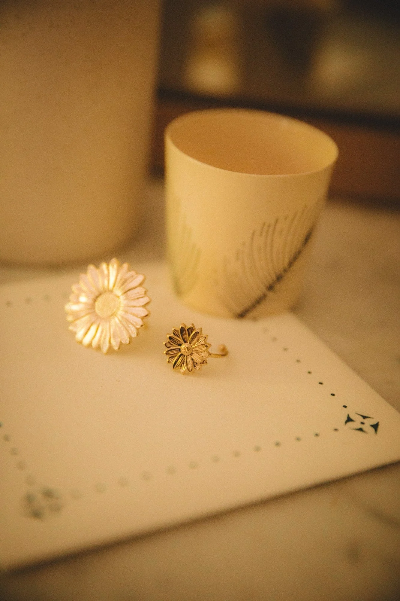 MAÏA - Bague fleur plaqué argent | Doré
