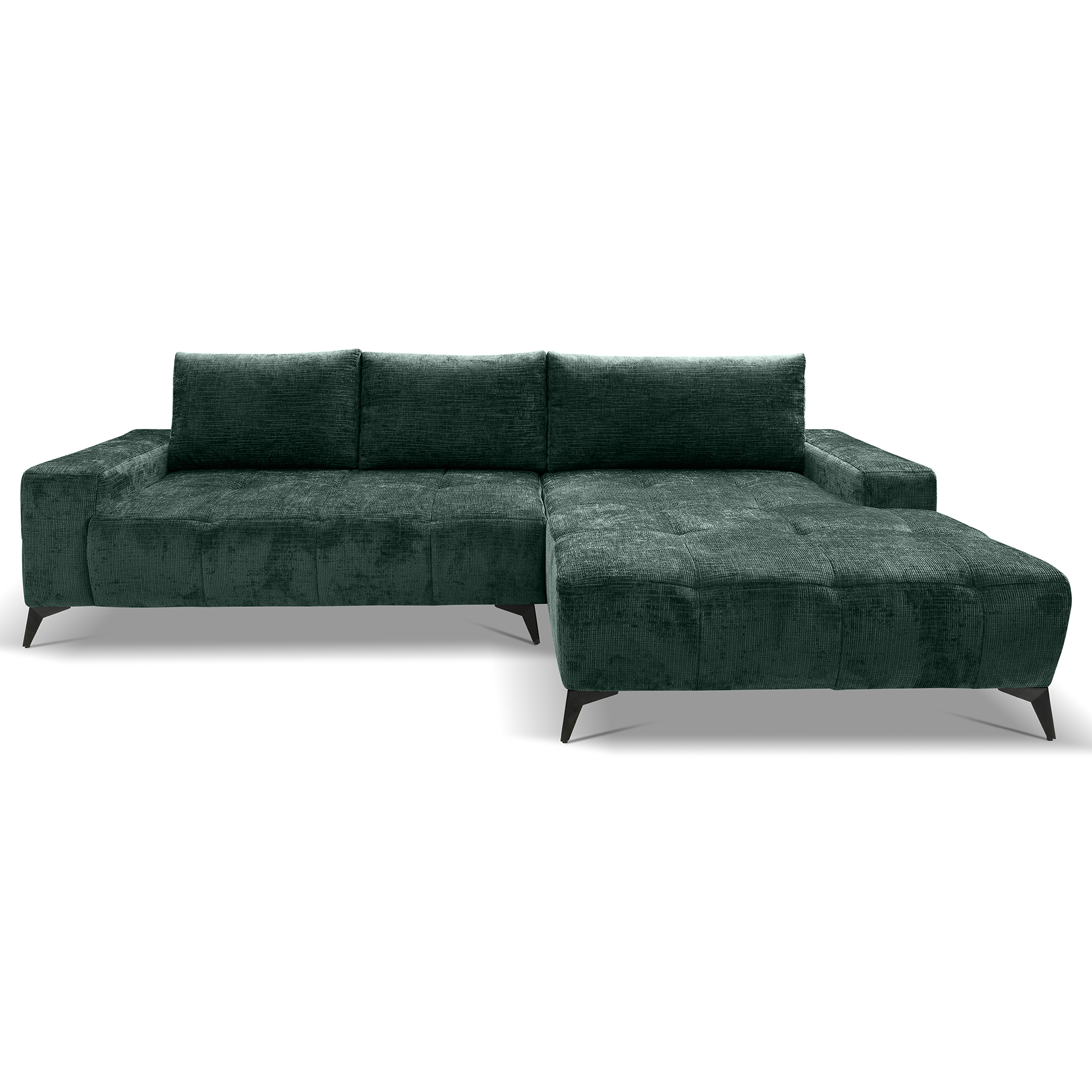 Ecksofa - jungle green - Liegefunktion - Staukasten - Longchair rechts