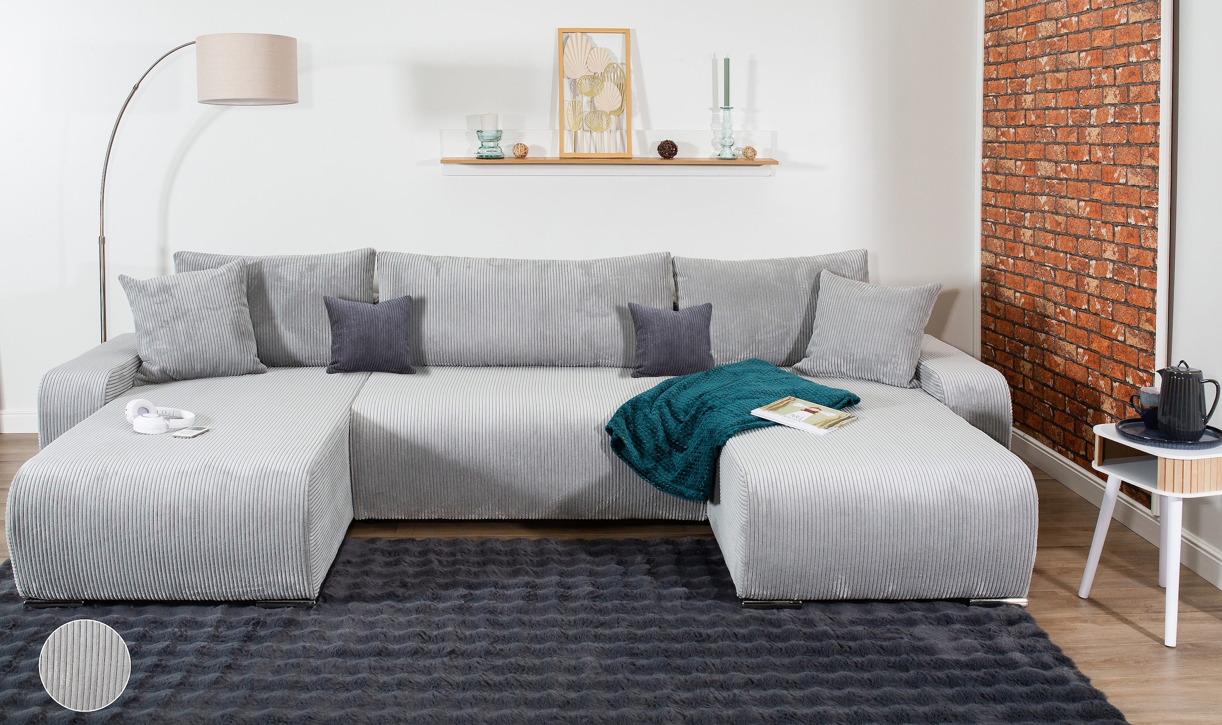 COLLECTION AB Wohnlandschaft »Paola U-Form, Breite 314 cm« Wohnlandschaft,2 Ottomane,Bonnelfederkern,Rückenkissen