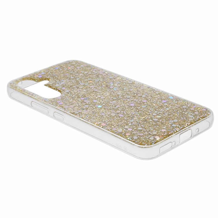 Samsung Galaxy A54 Gummi Case Schutzhülle im Glitzer Design - Gold / Transparent