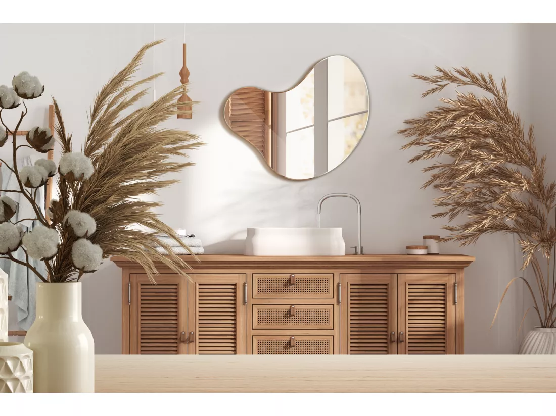 Miroir design original forme organique 68x67cm artistique