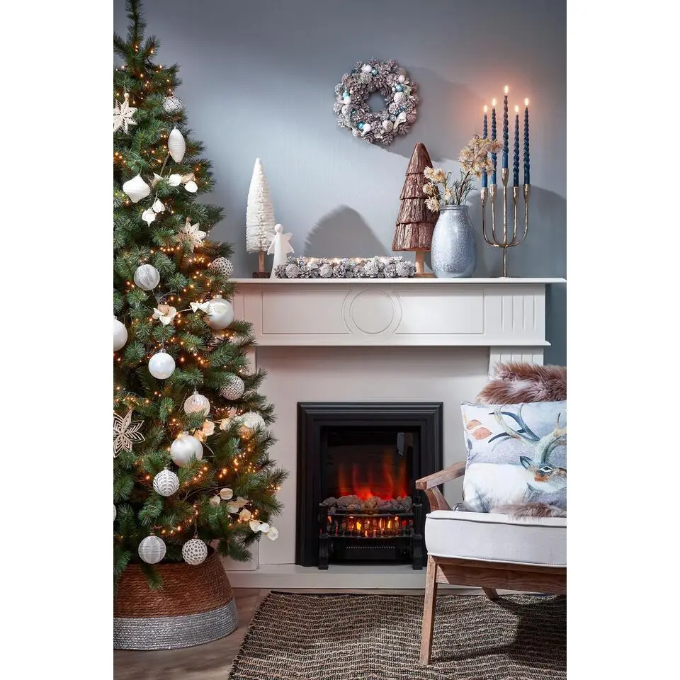 House of Seasons Kerstboomrok - H26 x Ø50 cm - Zeegras - Zilver