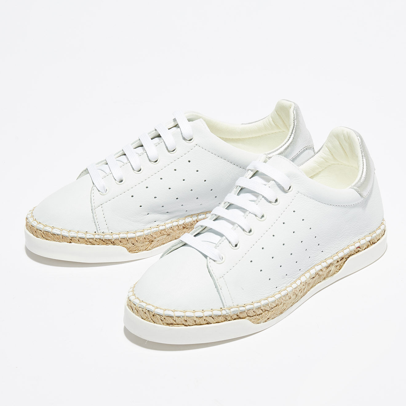 Canal Saint Martin Baskets espadrilles en Cuir Lancry blanc/argenté