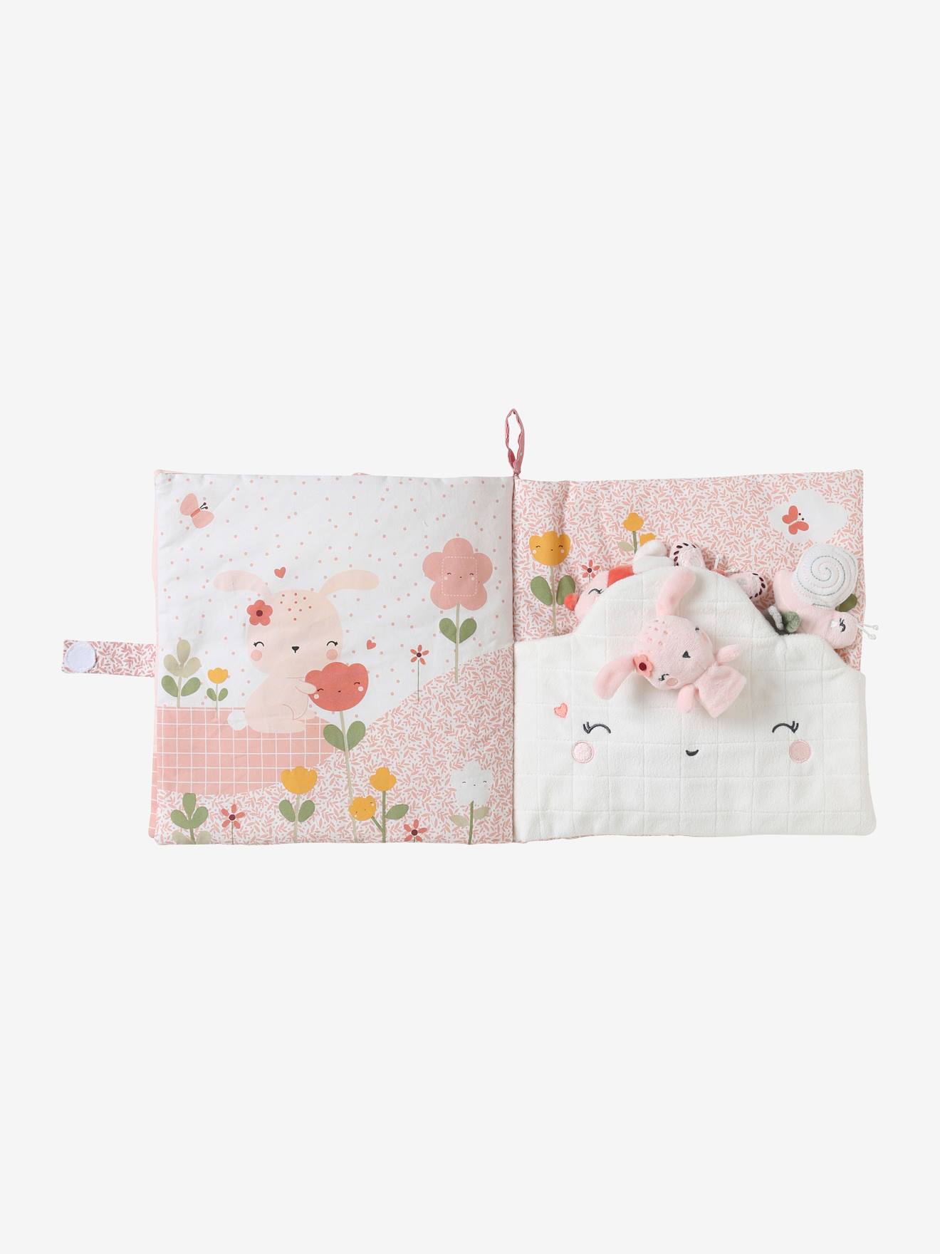 Livro sensorial + brinquedos de pelúcia de veludo, Pink Country, multicolorido