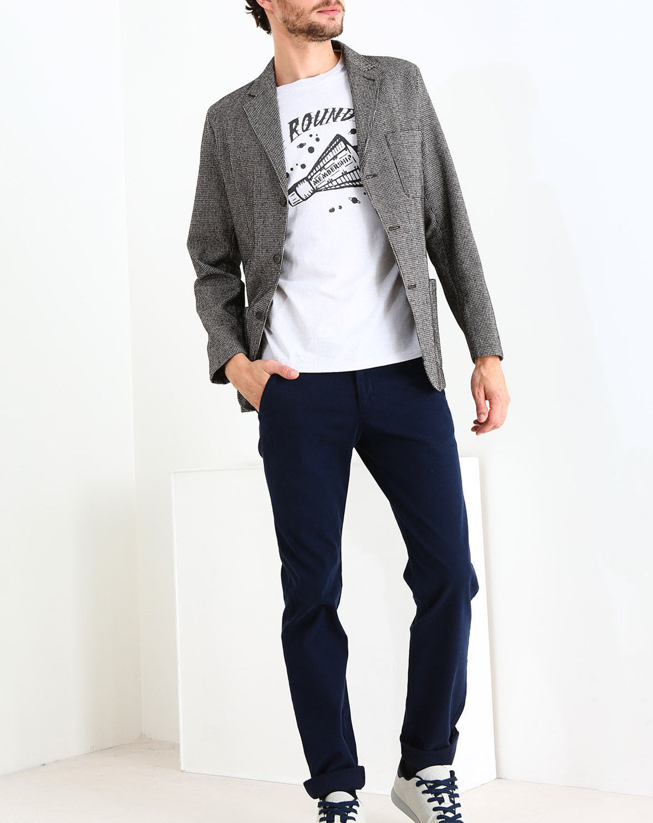 Hartford Veste en Laine & Coton Job Quadrillée taupe/noir
