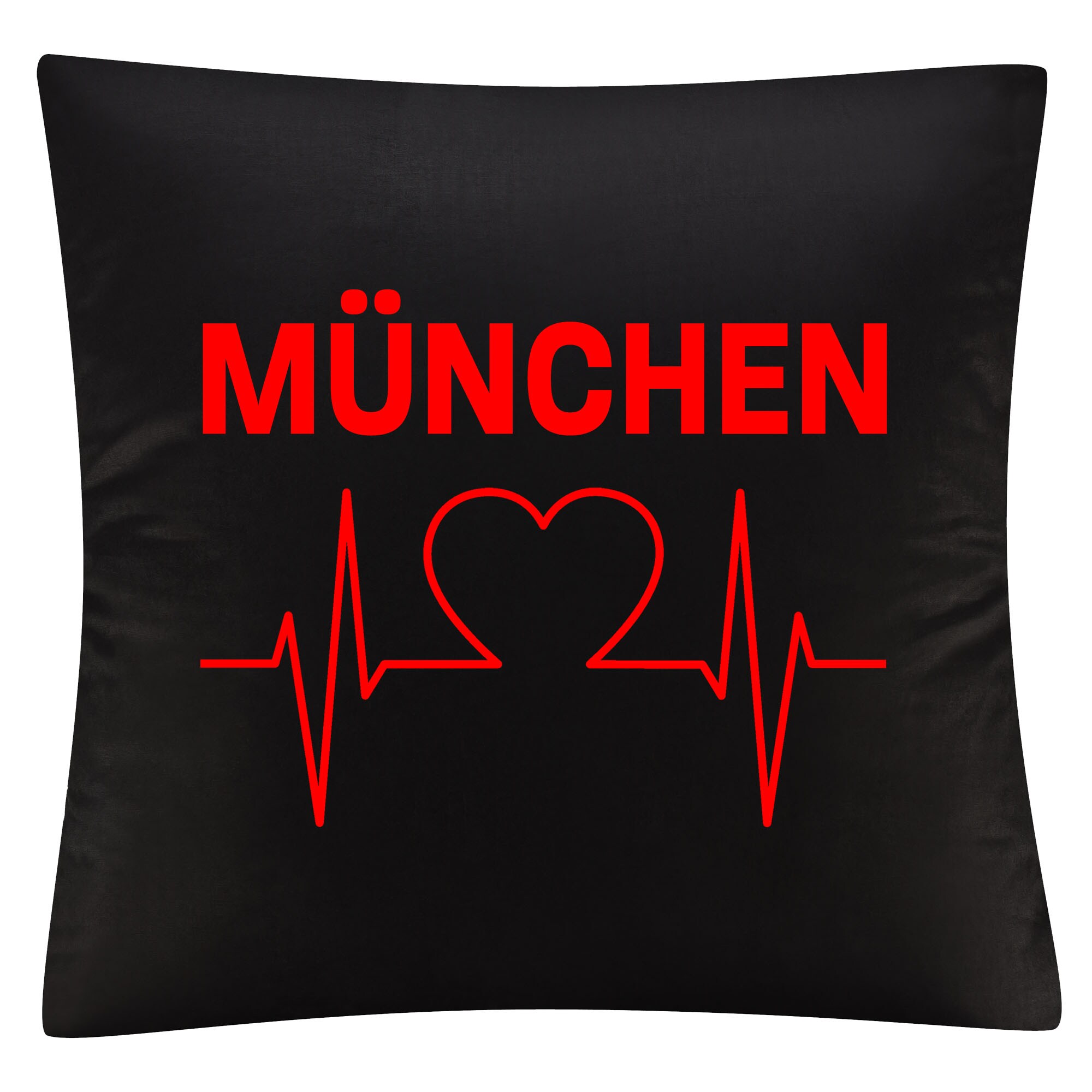 multifanshop® Kissenbezug - München rot - Herzschlag - Druck rot