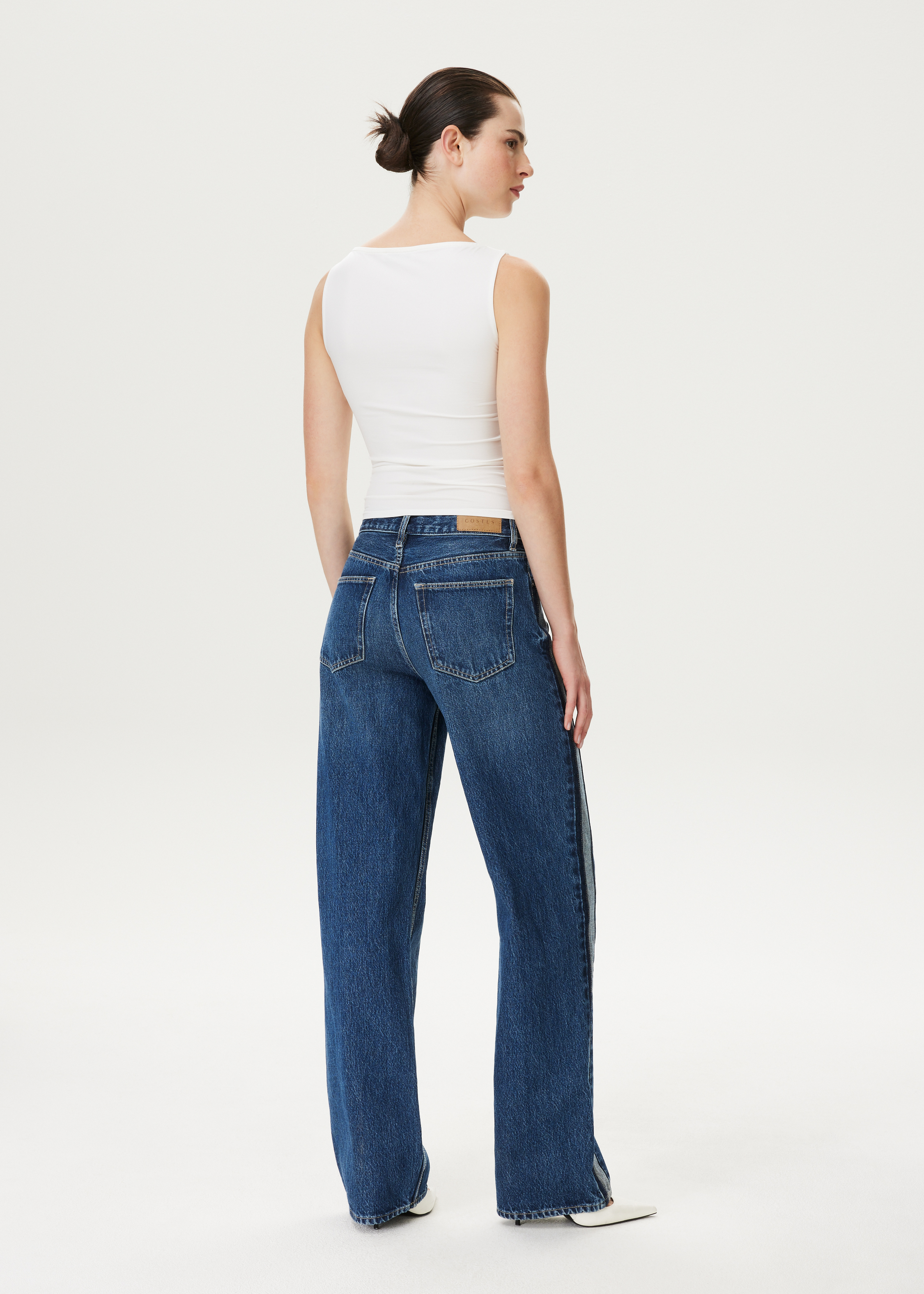 TESS - Straight jeans met streep