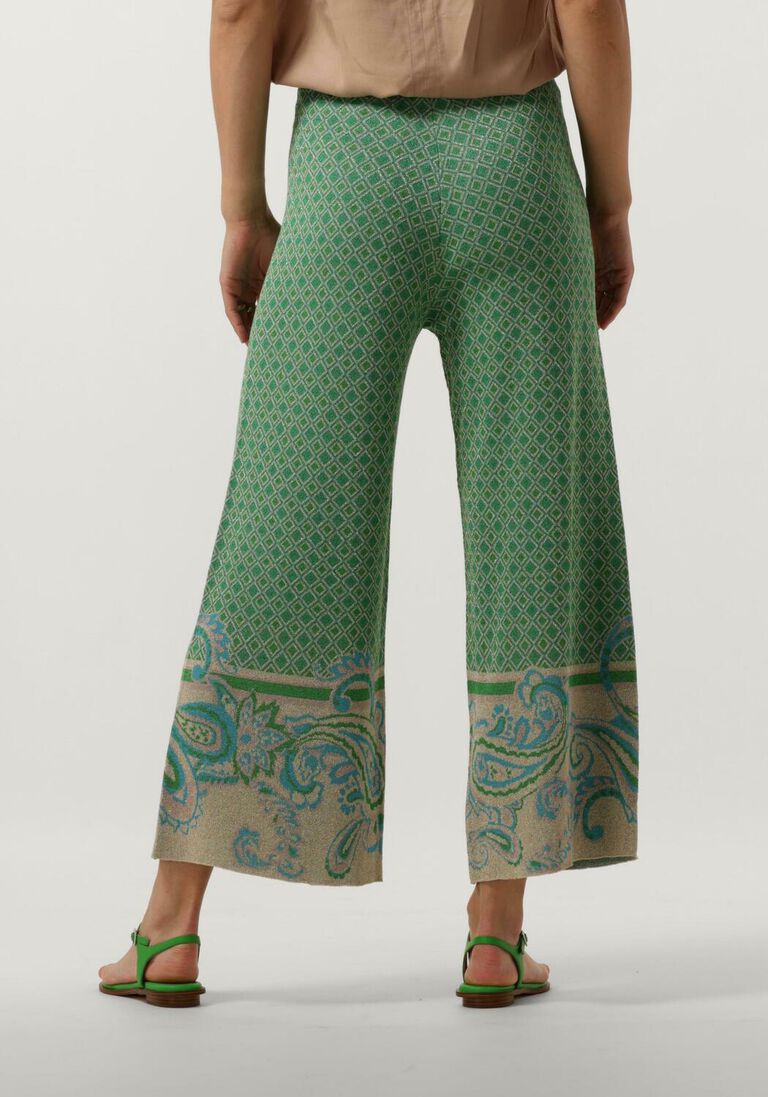LIU JO groene liu jo wijde broek pantalone maglia jacquard