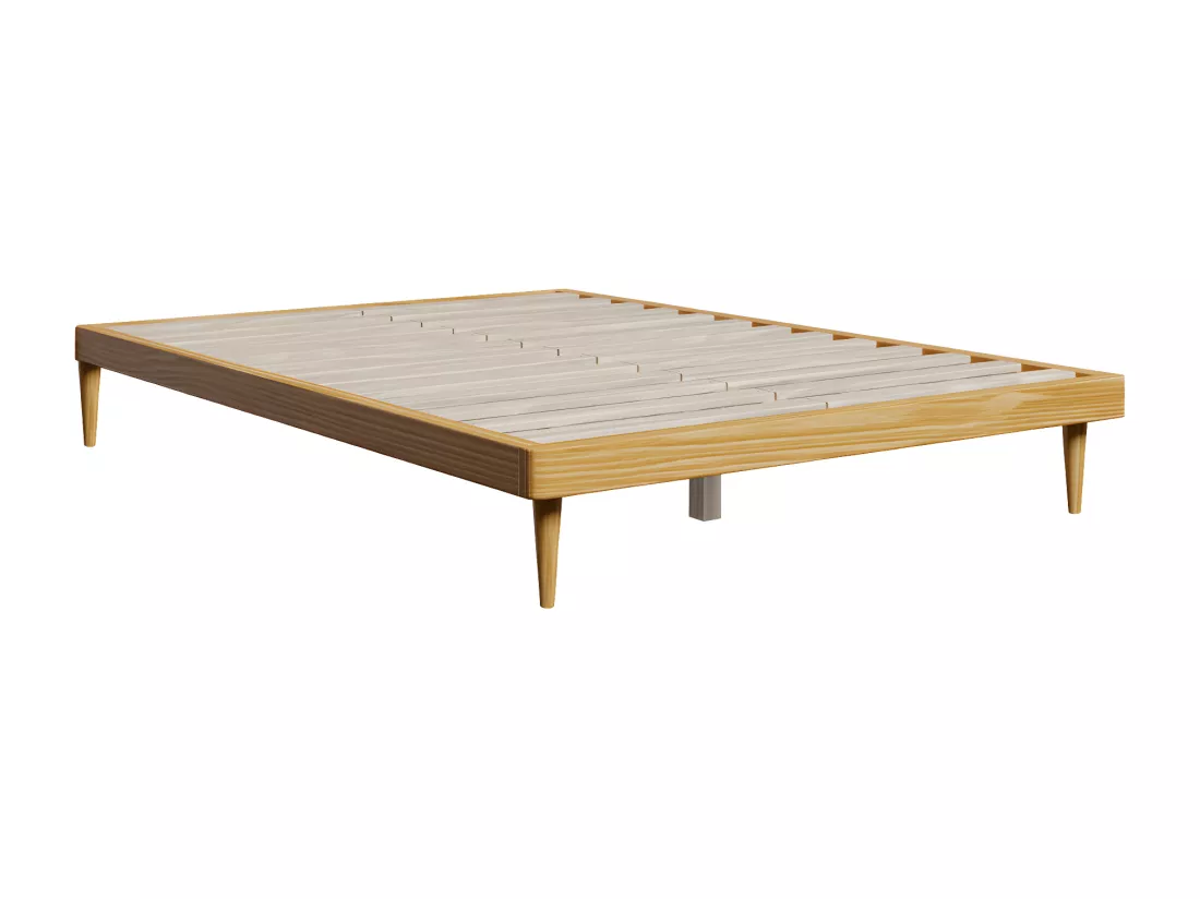 Sommier bois clair Alba finition chêne sommier inclus 160x200cm