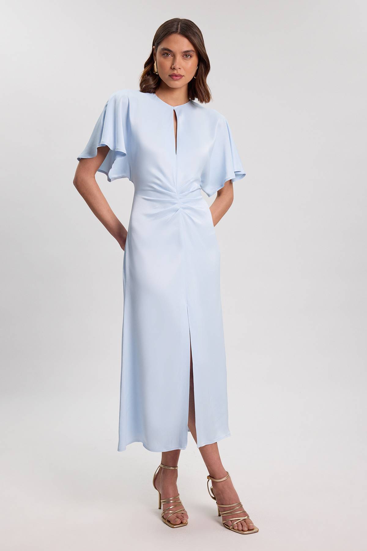 KarenMillen Robe Longue En Crêpe Satiné De Viscose Tissé