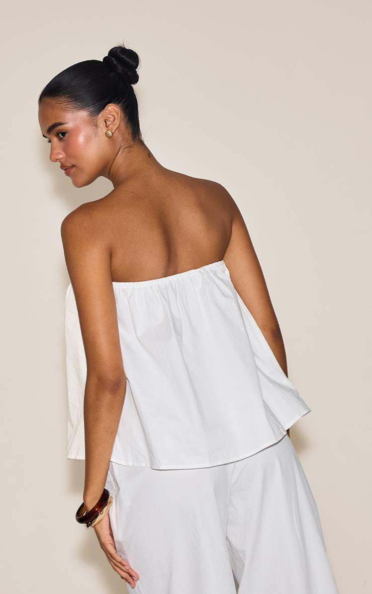 Crème Haut Bandeau Fluide En Coton Tissé Froncé