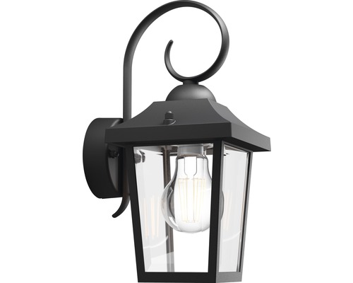 Buitenwandlamp, 1-lichts, H 29 cm, zwart