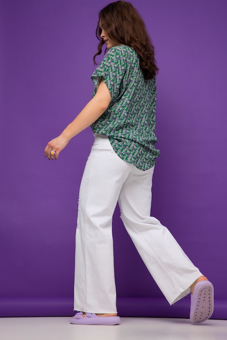 Jeans, Wide Legs, Destroyed, High Waist, 5-Pocket, Elastikbund