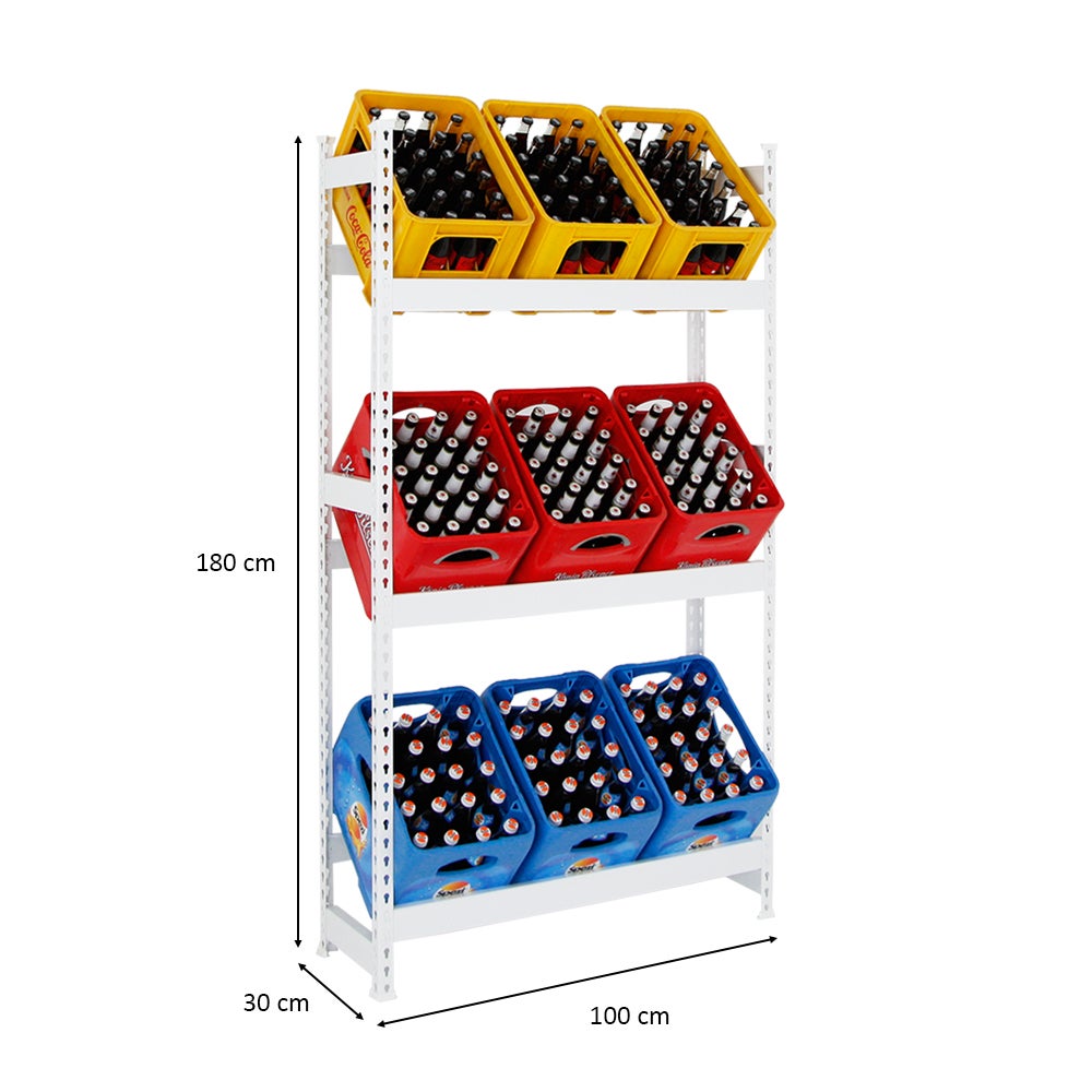 PROREGAL Drankkratplank, Big Camel, HxBxD 180 x 100 x 30 cm, Wit