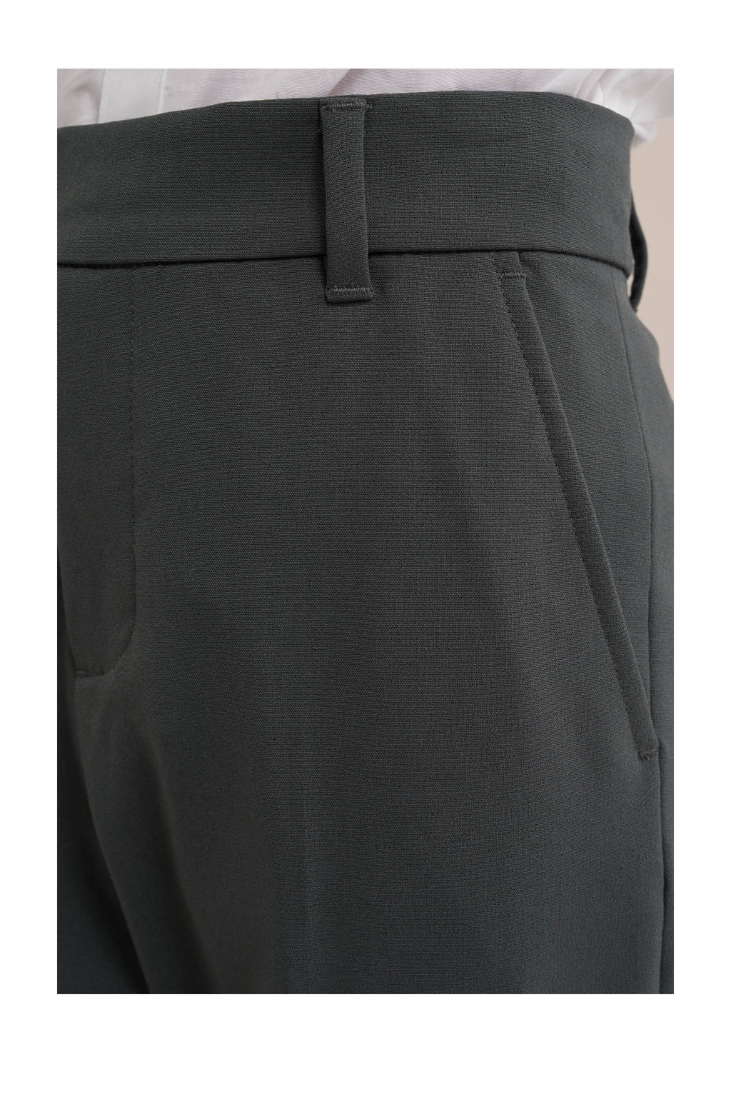 WE Fashion slim fit broek groengrijs
