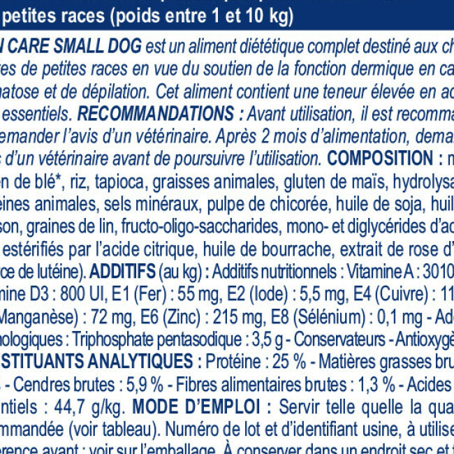 Croquettes Royal Canin Veterinary Diet Skin Care Small Dog pour chiens