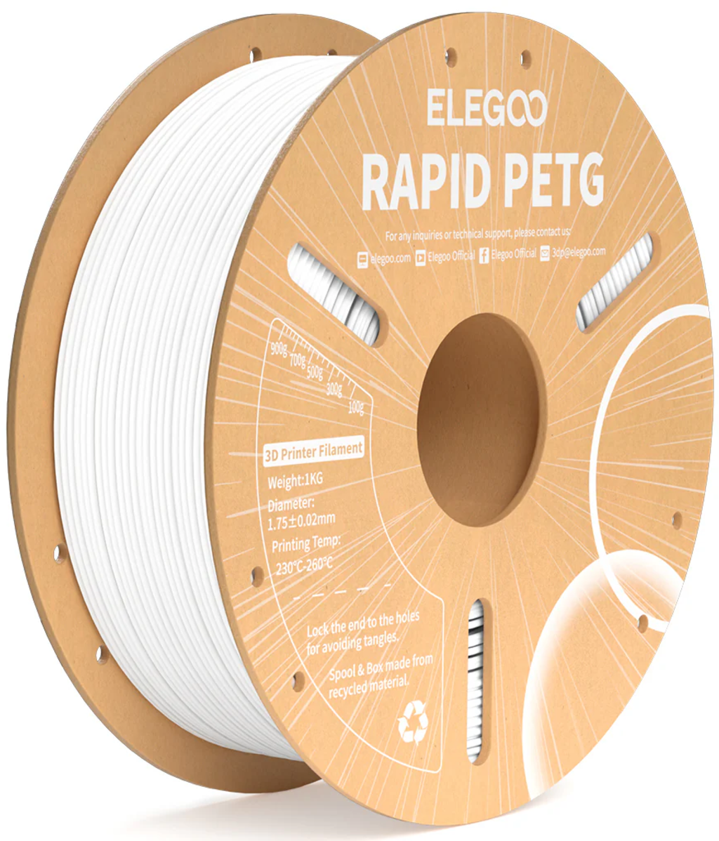 Elegoo  Rapid PETG White, 1,75 mm / 1000 g    PETG Material für den Hochgeschwindigkeitsdruck in Weiß