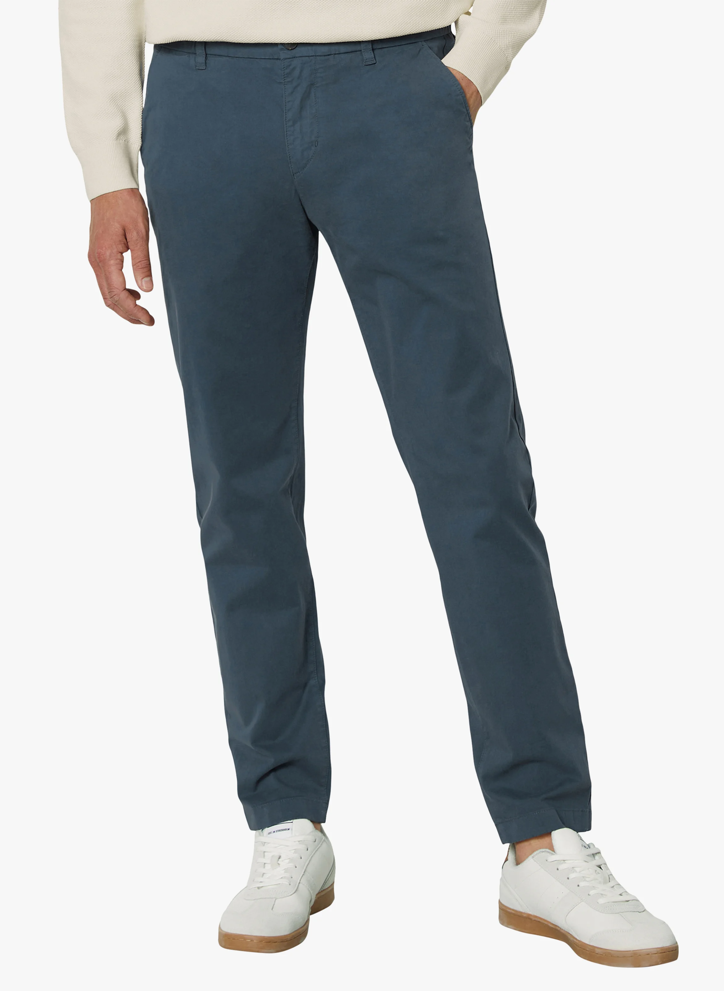 OSBY - Pantalon droit en coton biologique mélangé | Bleu