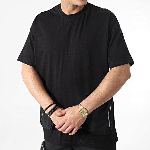 Ensemble Tee Shirt Poche Et Pantalon Jogging LL600 Noir