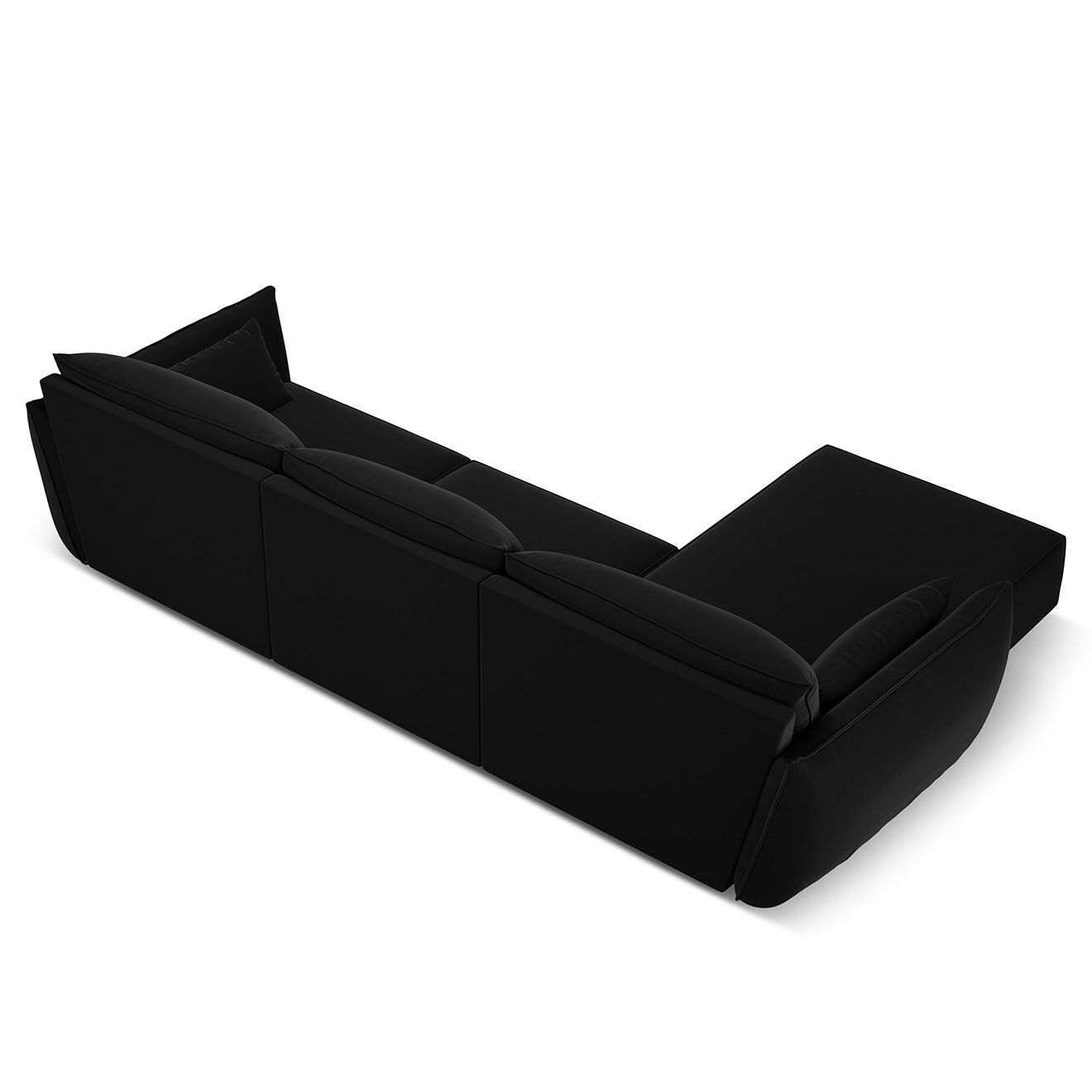 Mazzini Sofas Canapé d'angle gauche Velours Vanda 4 Places noir - 300x166x85 cm