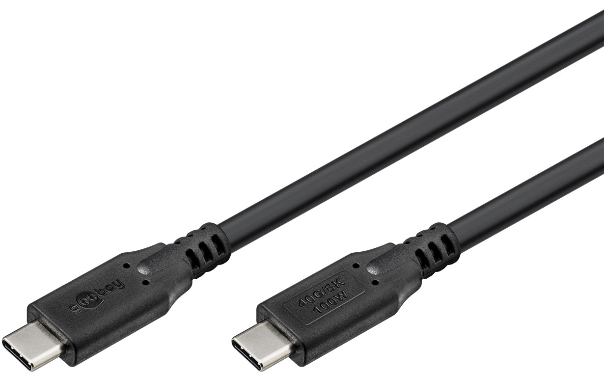(50cm) 100W USB C auf USB C Ladekabel Thunderbolt 4/3 Datenkabel 8K Monitor-Verbindungskabel 40 Gbit/s Power Delivery (74190) - Schwarz