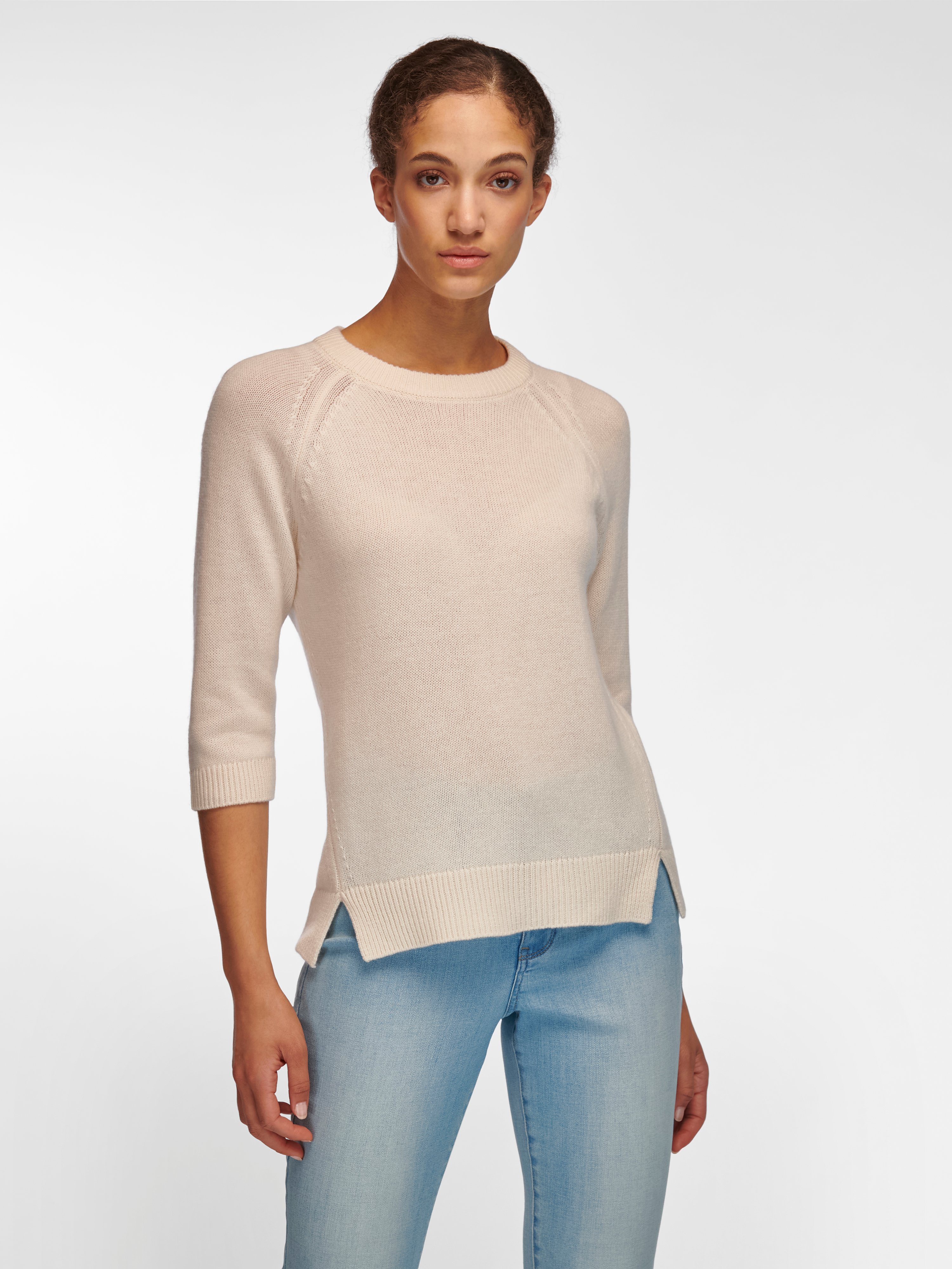 Rundhals-Pullover mit 3/4-Raglanarm
