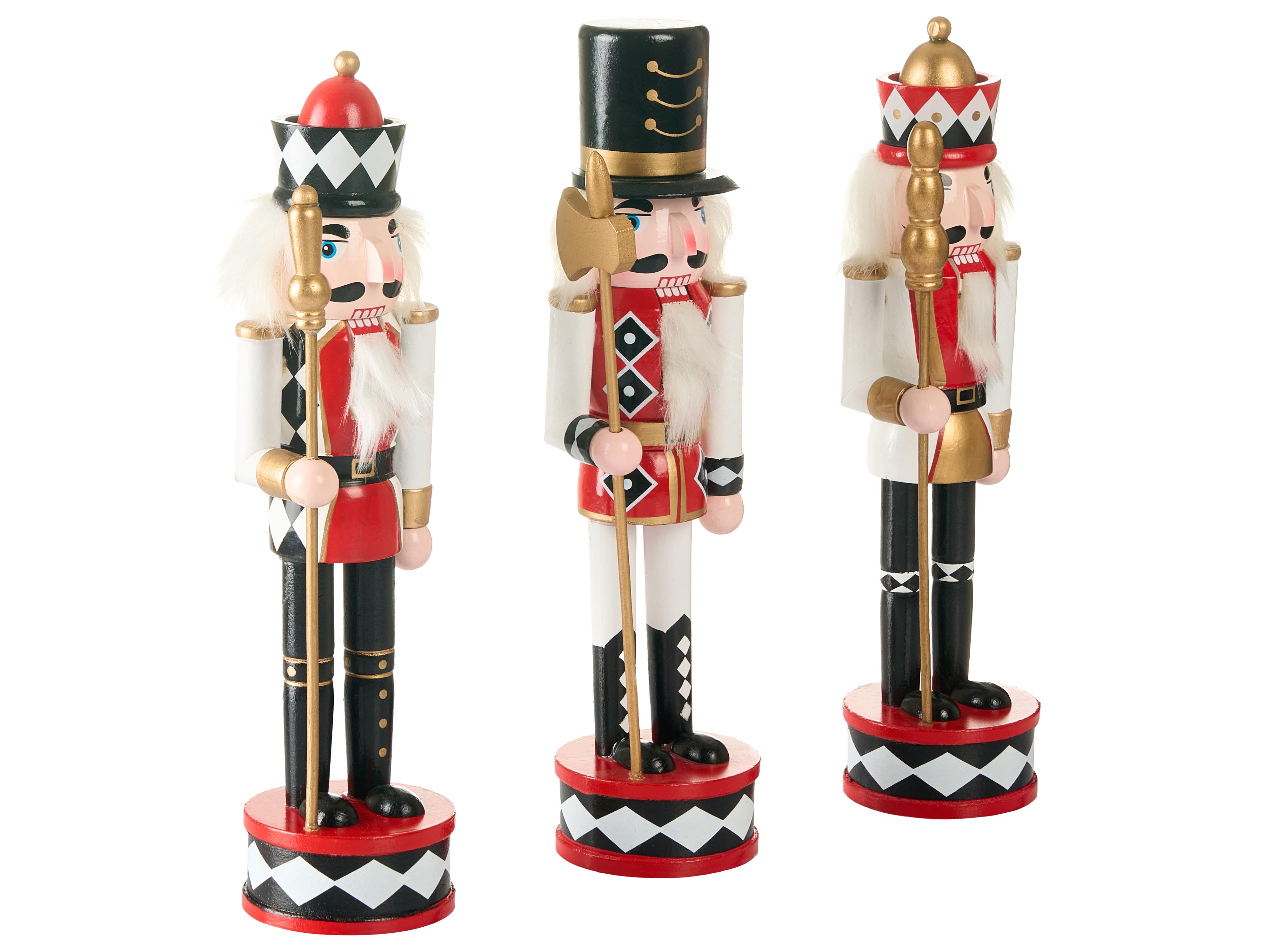 Set van 3 figuren RICKLEAN Notenkraker 30 cm Rood/wit