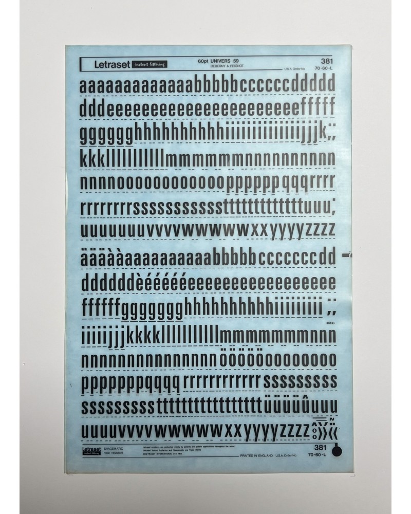 Letraset 381 - UNIVERS 59 -60pt
