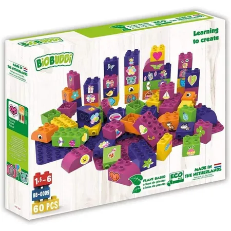 BiOBUDDi Lernbausteine Set Girls, 58 Klemmbausteine mit 2 Grundplatten
