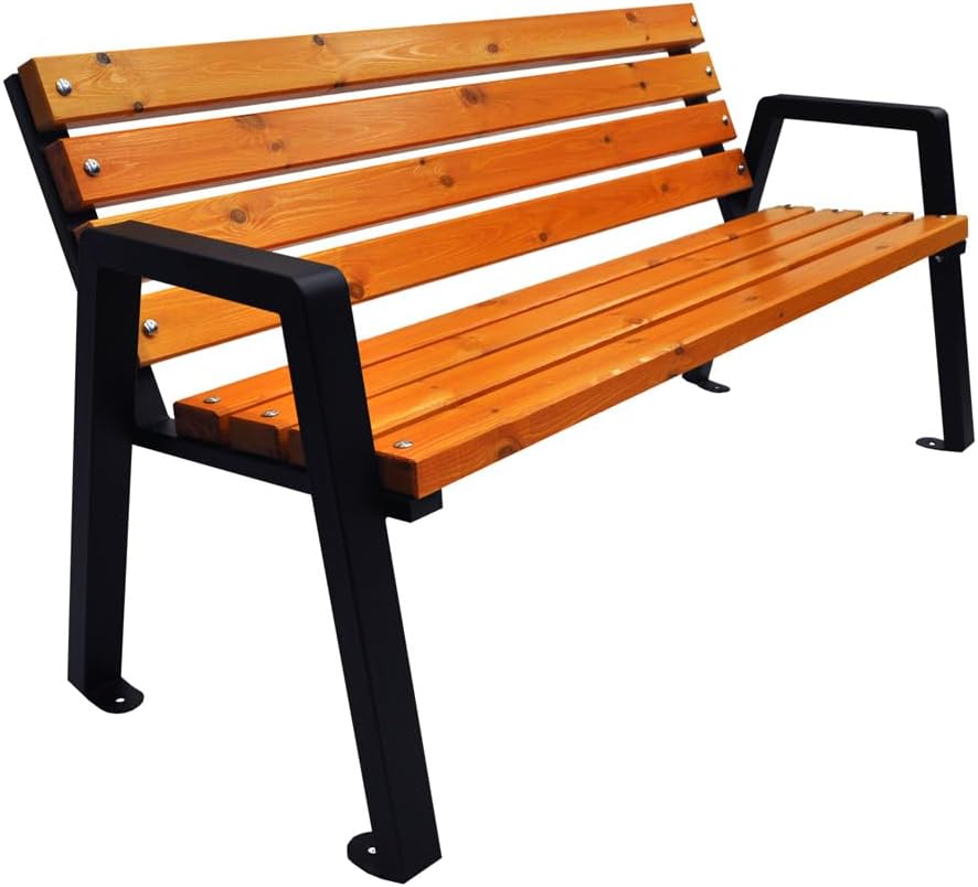Gartenbank Wetterfest Holz 150cm - Holzbank Outdoor Pulverbeschichtet - Parkbank aus Skandinavische Fichte - Geschliffene Bretter - Bank mit Solider Rahmen (Moderno, Pinia)