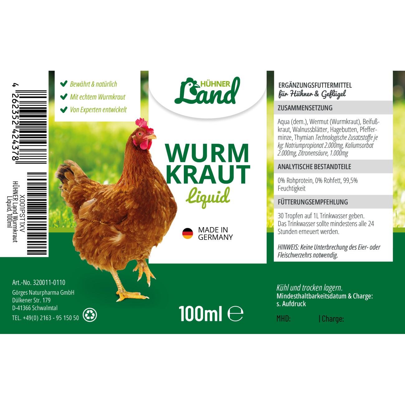 HÜHNER Land Wurmkraut Liquid 100ml