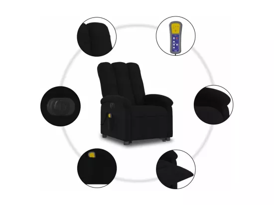 Fauteuil inclinable massant électrique Noir Tissu