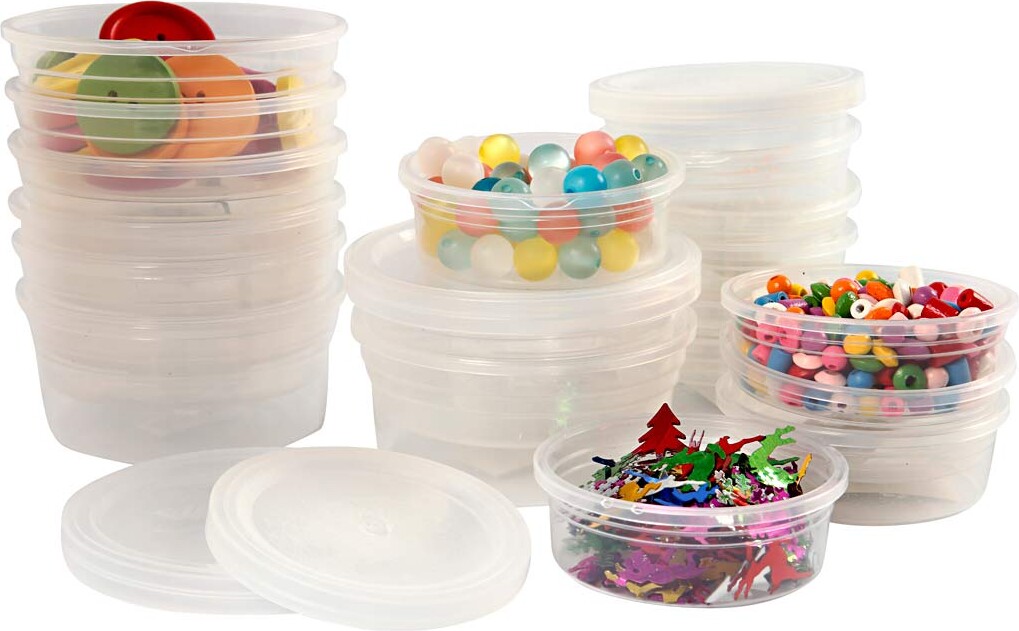 Plastbøtte Med Låg - H 24 MM - Ø 68 MM - 45 ML - 20 Stk