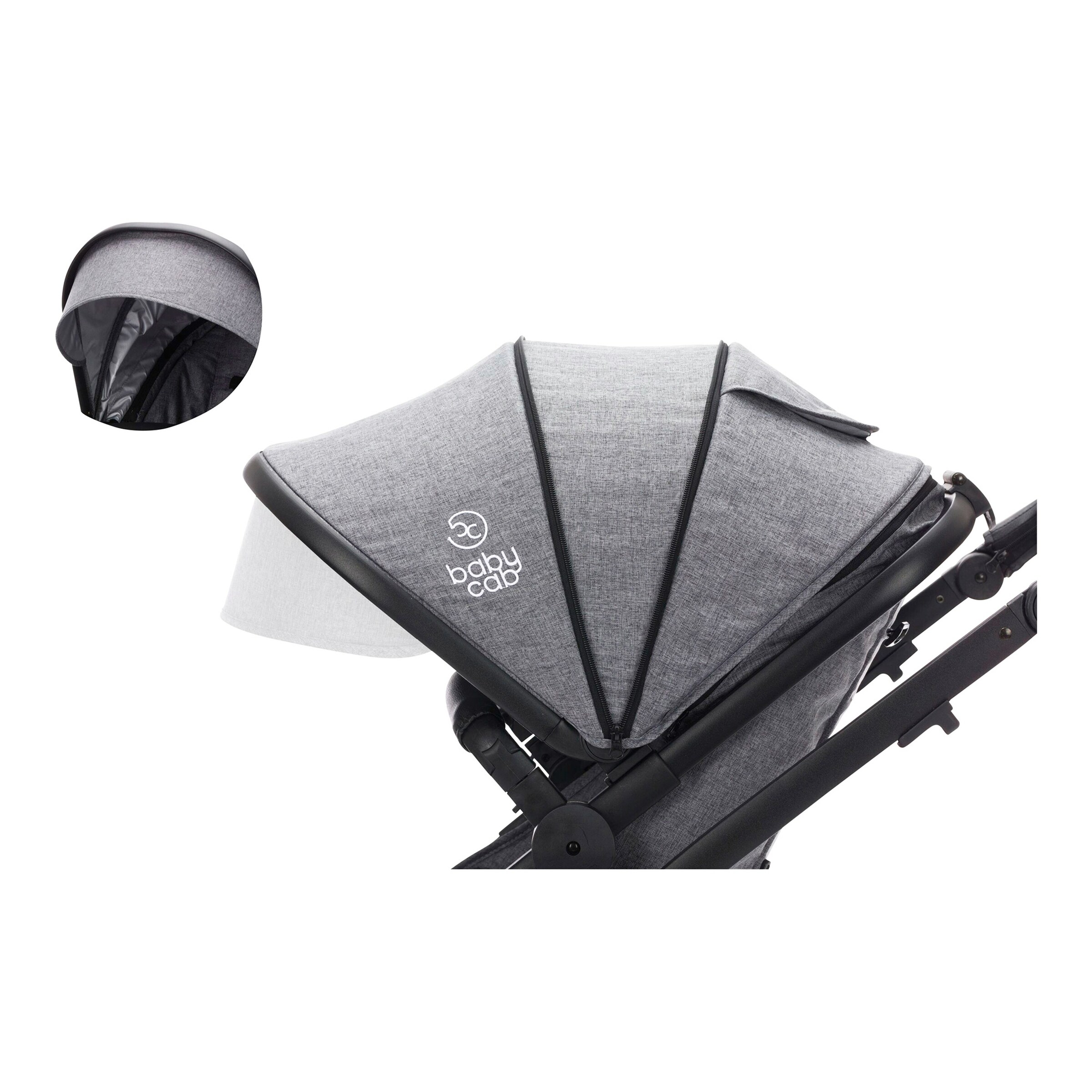 babycab Kombikinderwagen Stockholm Trio-Set (2024) inkl. i-Size Babyschale und Wickeltasche grau melange