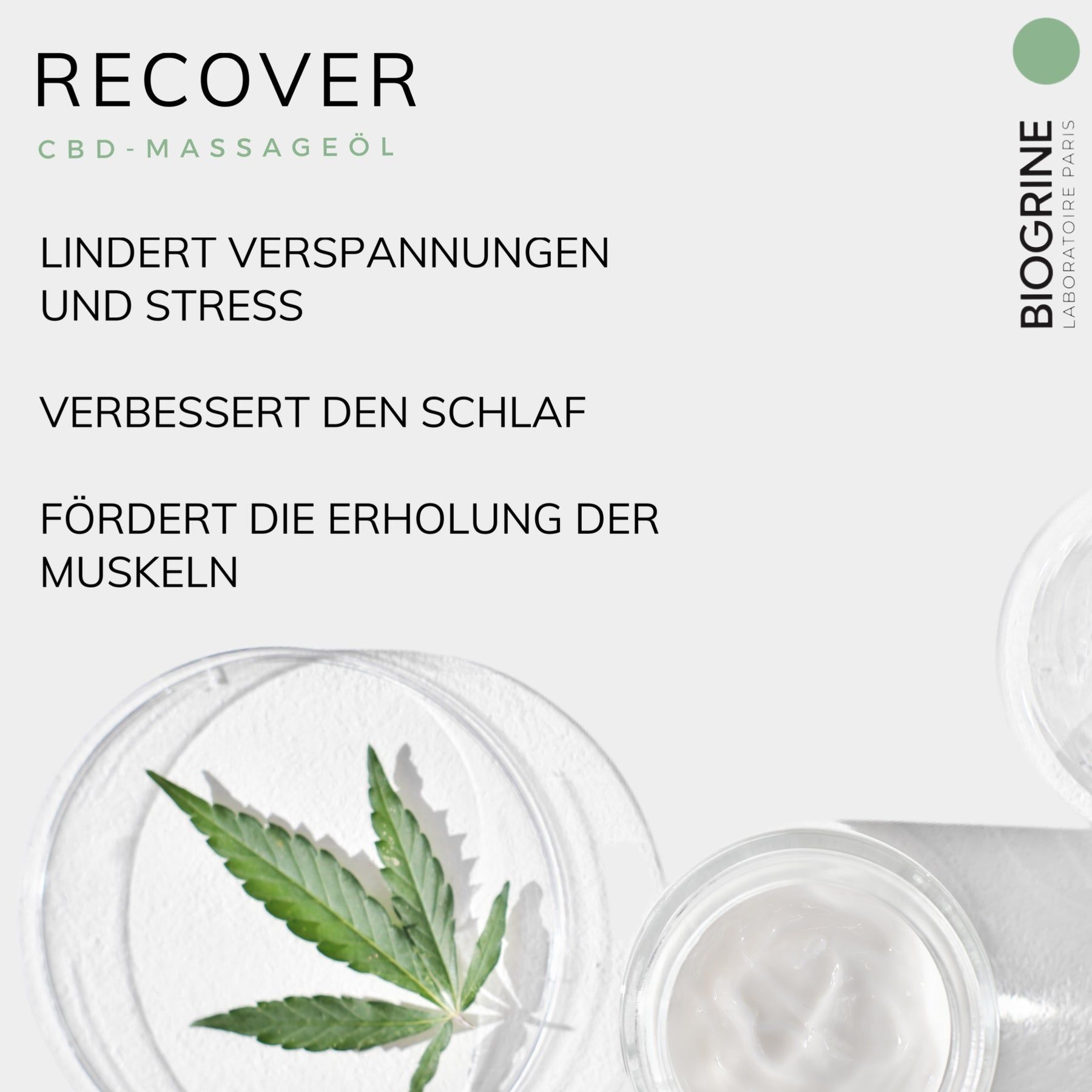 BIOGRINE „RECOVER“  CBD MASSAGEÖL LEMONGRASS