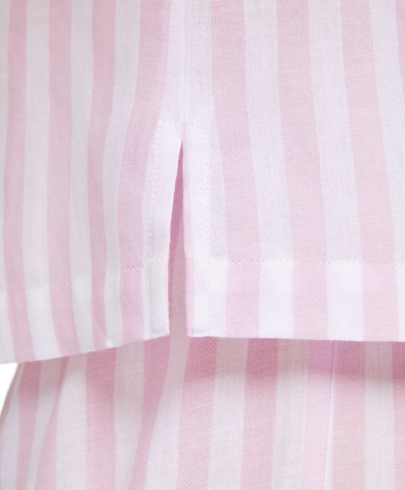Camisa de manga curta, 100% algodão, listrada.