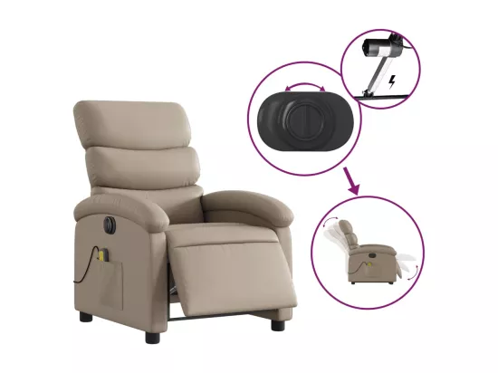 Fauteuil massant inclinable électrique cappuccino similicuir