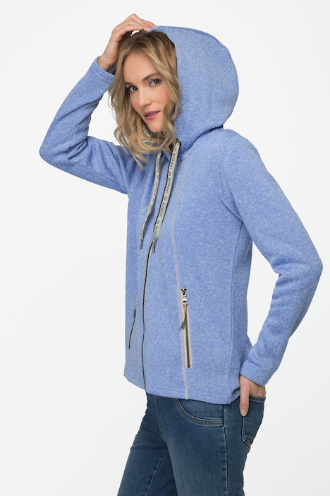 Strickfleece-Jacke, Kapuze, Zipptaschen