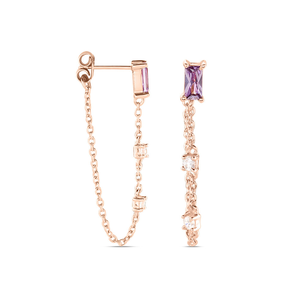 Boucles D'oreilles Pendantes Purple Mood Argent Rose Oxydes