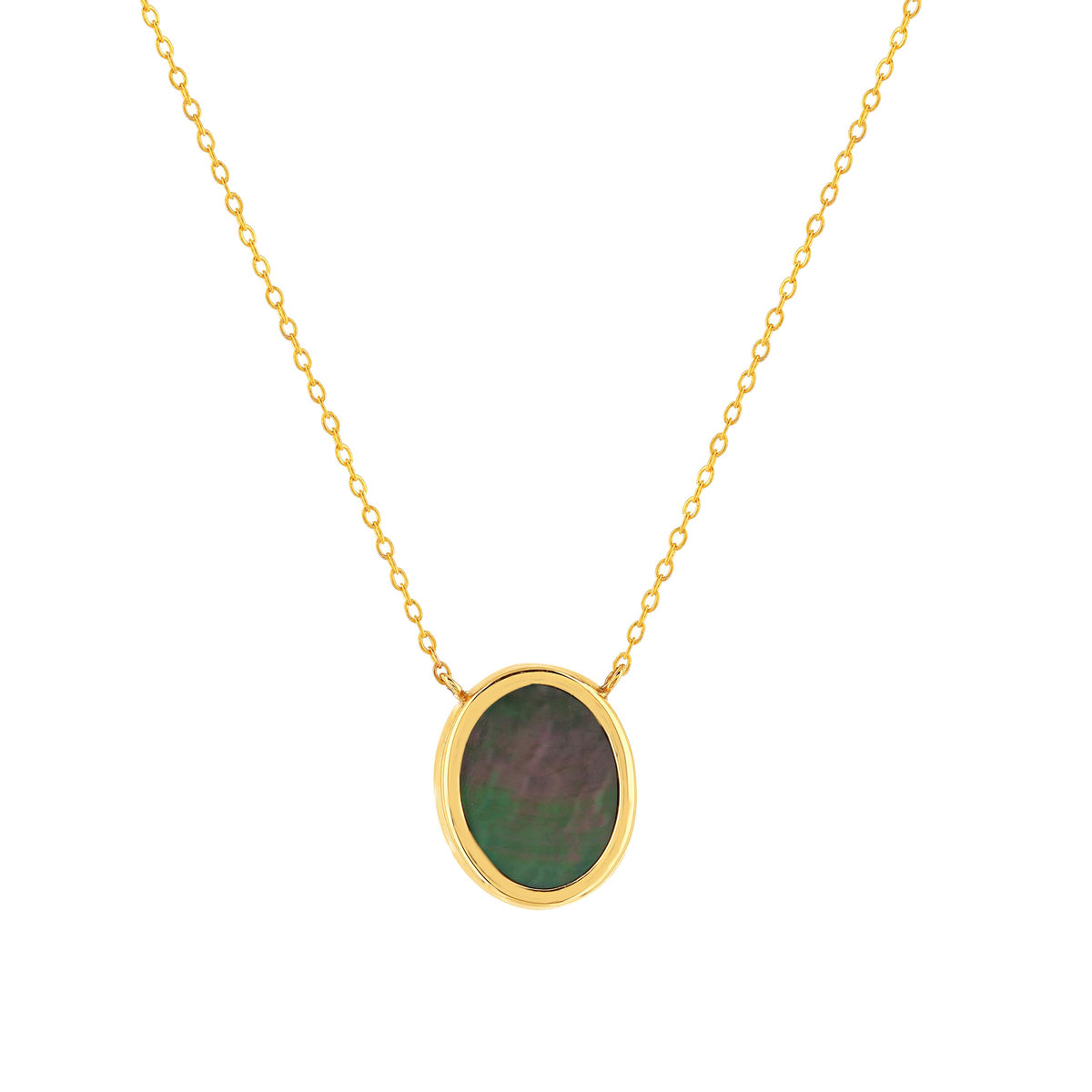 Collier or 750 jaune nacre grise ovale 45 cm