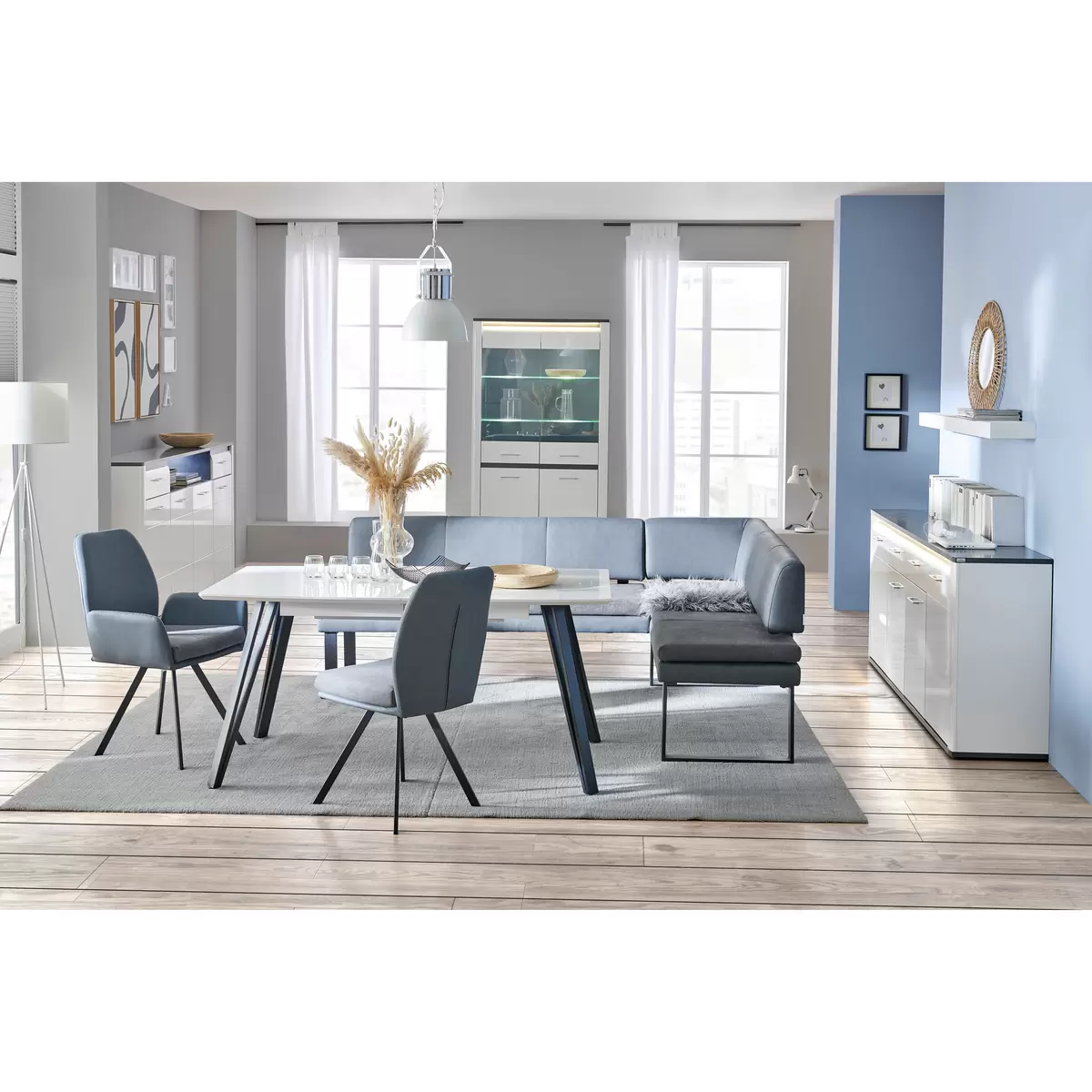 Highboard Alassio weiss,grau