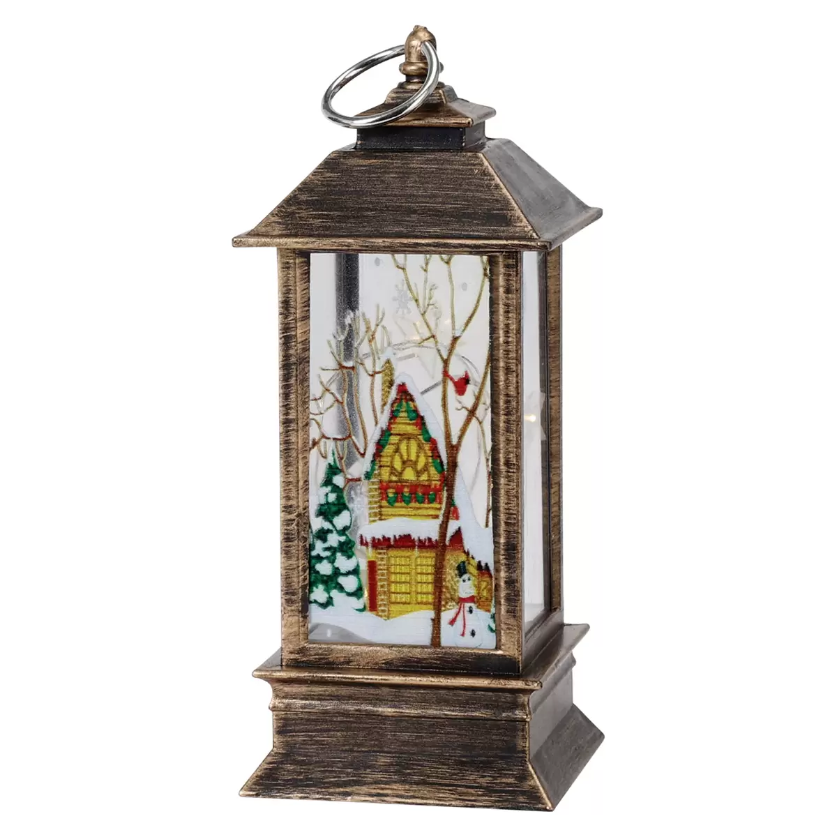 Laterne mit Weihnachtsfigur silber,vintage braun