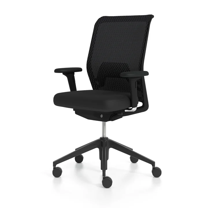 Vitra - ID Mesh, Diamond nero /basic dark mit FlowMotion mit Vorwärtsneigung/Sitztiefenverstellung, 2D Armlehnen (Rollen für Hartböden)