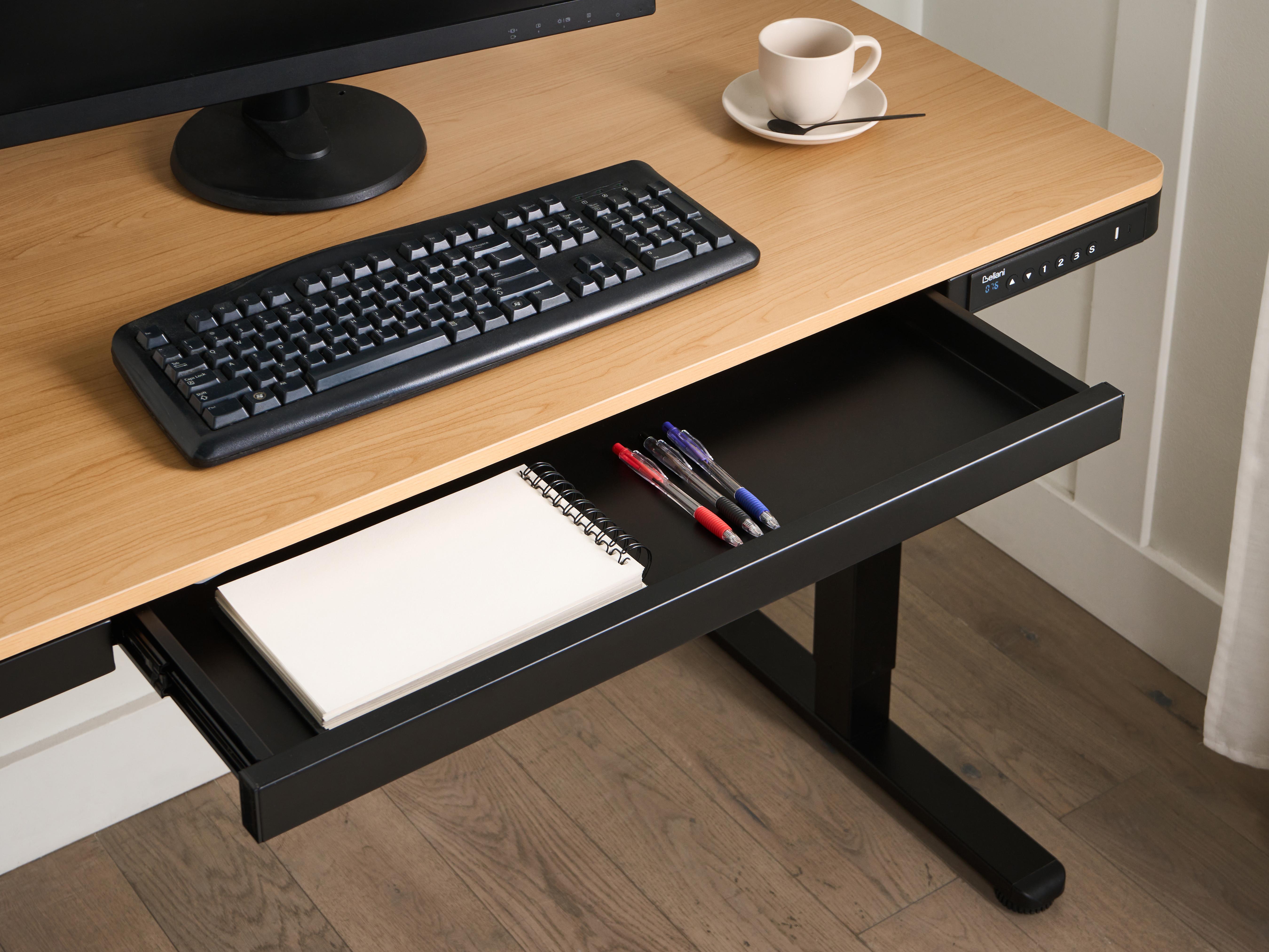 Elektrisch verstelbaar sta-bureau PENLY Zwart/lichtbruin 120 cm 60 cm met USB-poort