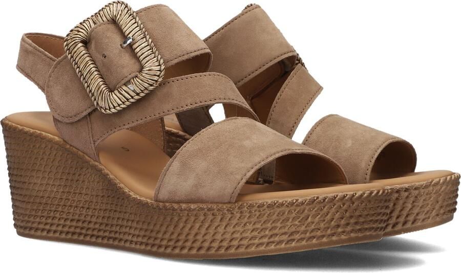 Gabor Dames Sandalen met hak 771 Taupe Suède Sleehak