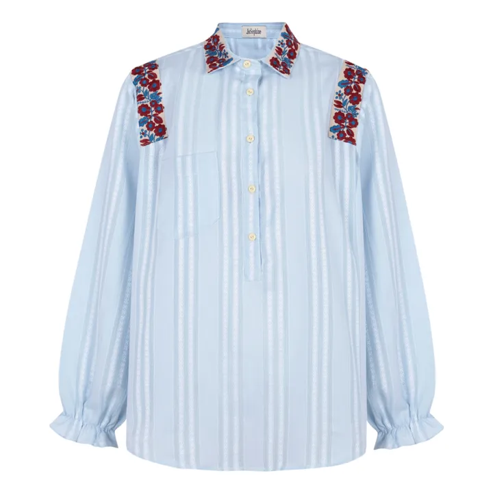 JoSephine Chemise Mojito Broderies Rayures | Bleu ciel