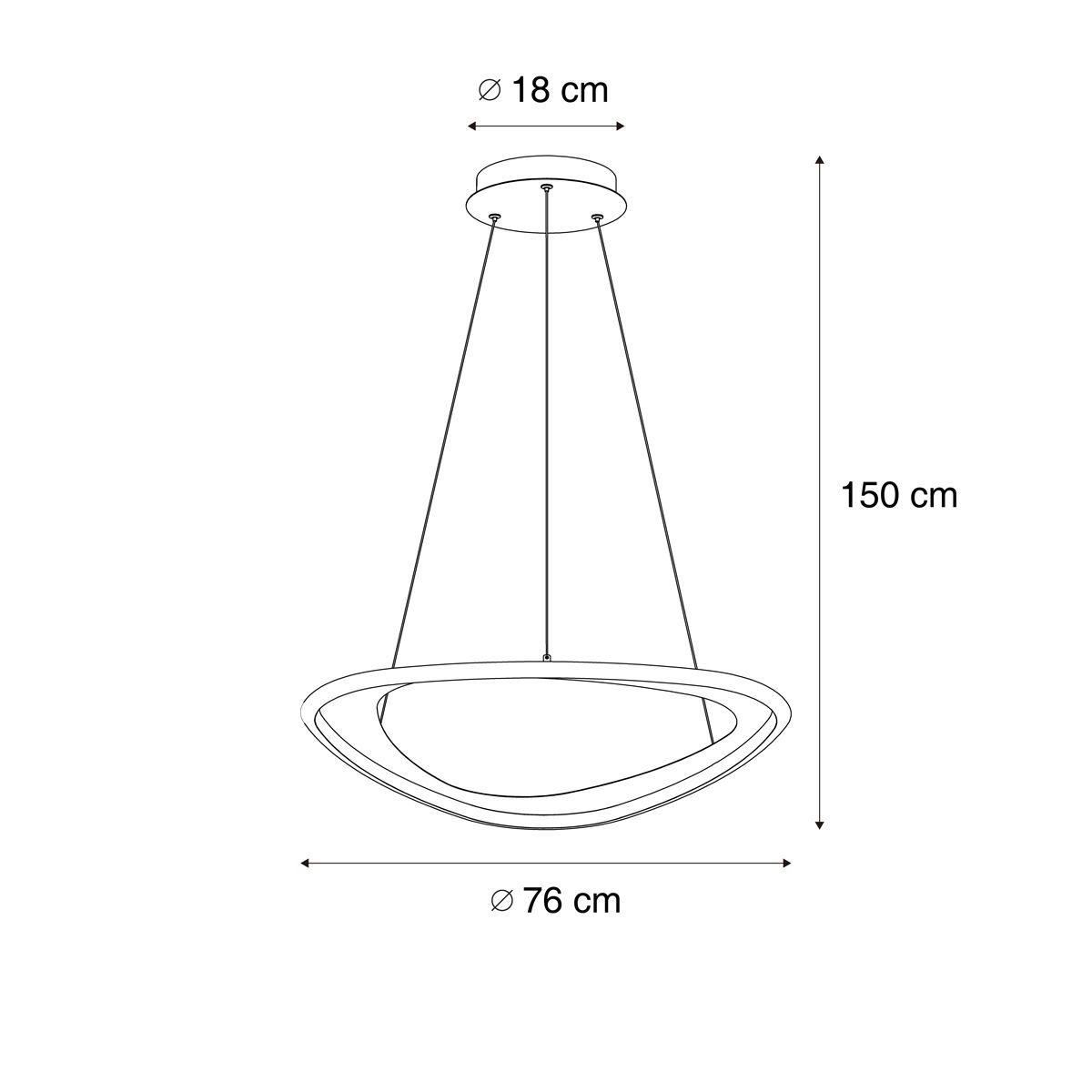Design hanglamp zwart 3-staps dimbaar - Organico