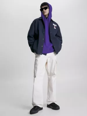 Sobretudo de veludo cotelê estilo Letterman com corte casual