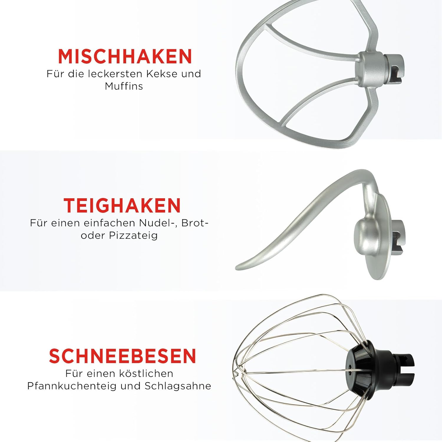 Küchenmaschine - Classic Kitchen Chef - Küchenmixer - Küchenroboter mit 4,5 Liter Fassungsvermögen, 1300-Watt-Motor (Rot)