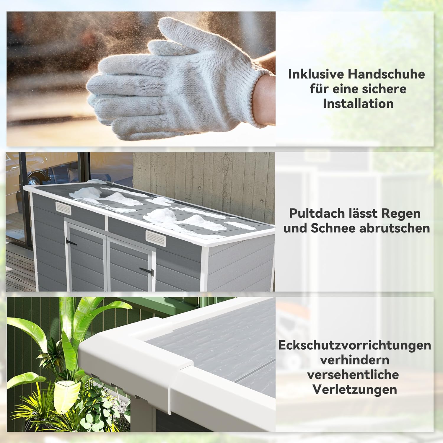 Outsunny Gerätehaus 2,54m², Wasserdicht Gartenhaus mit Boden Pultdach, 238x125x183/165 cm, Geräteschuppen mit Abschließbar Tür, Fenster Fahrradgarage Gartenschrank aus Alu, für Hinterhof, Garten, Grau